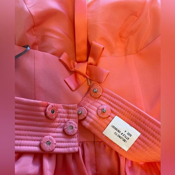 Vera Wang White Mini Cocktail Halter Belted Dress Coral Reef Size 4 Wedding Glam - Picture 9 of 14